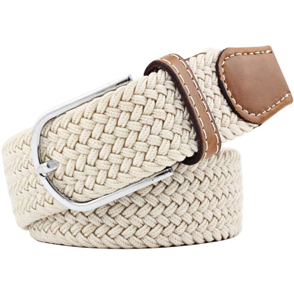 Flerfärgade elastiska vävda bälten Casual flätat stretchbält 11 Beige