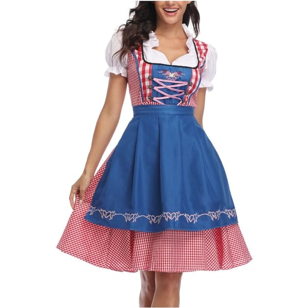 Oktoberfest Øl Pige Bayersk Traditionel Dirndl Kjole Rød S