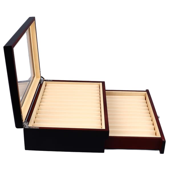 Pen Display Box 23 Slot Dobbeltlags Gennemsigtig Top Pen Samling Display Box til Jubilæer Bryllup Sort-FA-