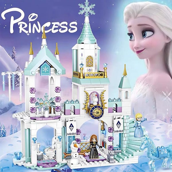 365 osaa Elsan linna tytölle, DIY-lelurakennussetti ABS Frozen-elokuva lahja uusi