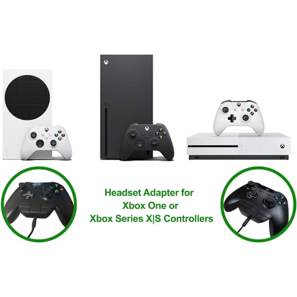 Stereoheadset-adapter for Xbox One/Series X|S-kontrollere - Adapter for mikrofonhodetelefoner - Audiosett for Xbox One/Series S|X