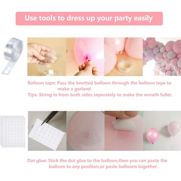120 st Rosa och Guld Ballonggirlang Kit, Guld Konfetti Ballonger Rosa och Vita Partyballonger för Födelsedag Mors Dag