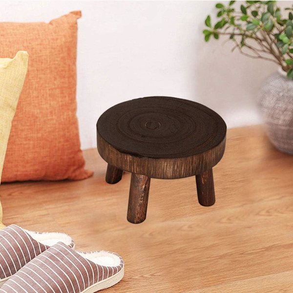 Trä Mini Pall Display Stand, dekorativ rund piedestal, mörk