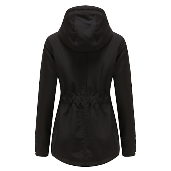 Dam Vinter Varm Sherpafodrad Jacka Heavy Parka Coat med Huva Svart L Black