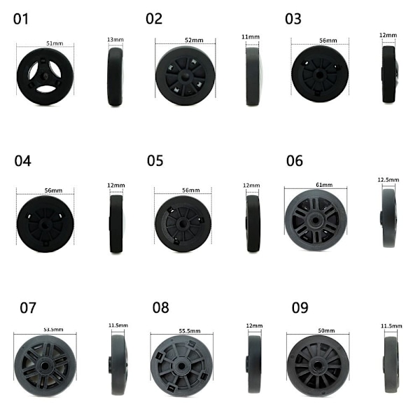 Reserveskivehjul Bytt ut hjul 56MM BY 12MM 56mm by 12mm
