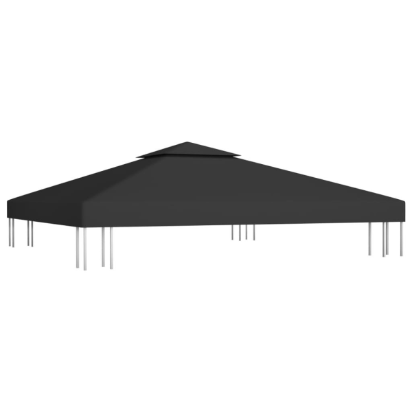 vidaXL Paviljongin katto tuuletuksella 310 g/m² 3x3 m musta black