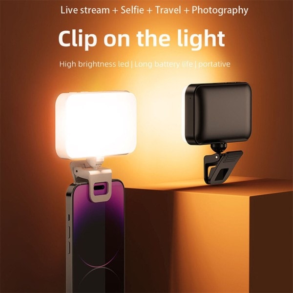 Selfie Light Clip-on LED-ljus för telefon Barbar Surfplatta Dator Telefon Light