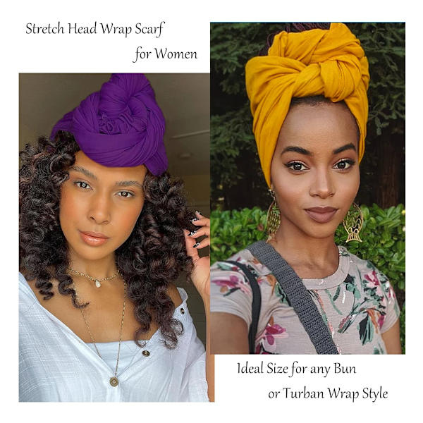 Turbanhuvudbonader Jersey Stretch Hårscarf Långa Sj Scarf-ginger Yellow