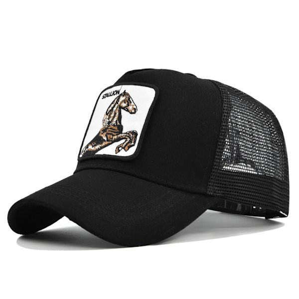 Hevonen Eläin Kirjailtu Baseball-lippis Mesh Trucker Hat Black