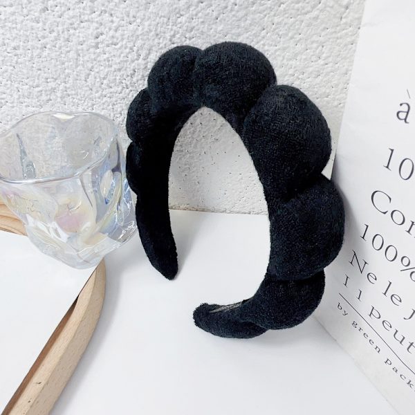 Hårbånd til ansigtsvask, 1 stk. Bubble Puffy Face Wash Hårbånd til makeup/hudpleje, skridsikker frottéhåndklæde (sort) black