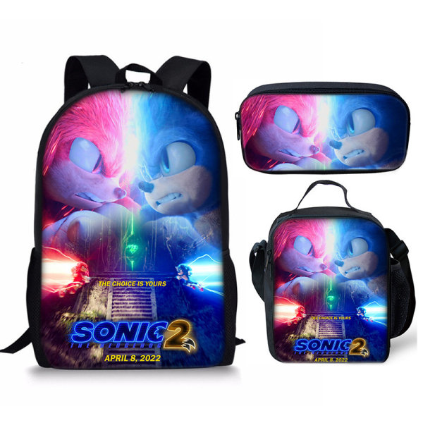 Sonic Skoleveske for barn, matboks, pennveske sett på tre - spot sales 20