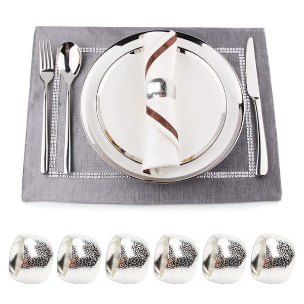 Silver servettringar 12 st Thanksgiving bröllopsservettringar