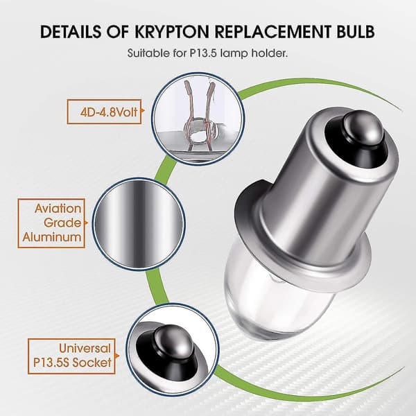 6-volt/ 4d-4.8-volt 0.75a Bajonettbas Krypton Erstatningspære Lommelykt Lamper (3 Stykker) [DB]-XF17- 3