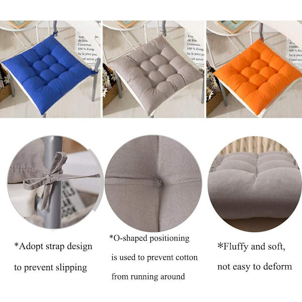 4 stk myke stolputer, stolputer med bånd, stolputer spisestue for hage uteplass kjøkken spisestue (40x40cm)D orange