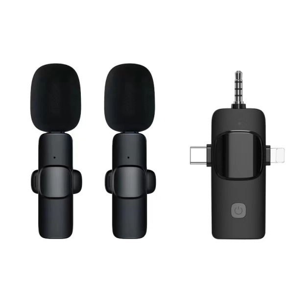 Professionell 3-i-1 Trådlös Lavalier-mikrofon 2 microphone
