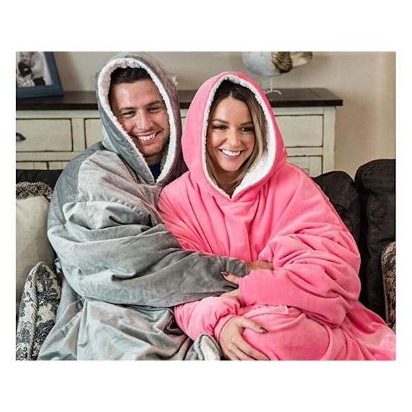 Oversized Hoodie med Hætte - Filt pink 780