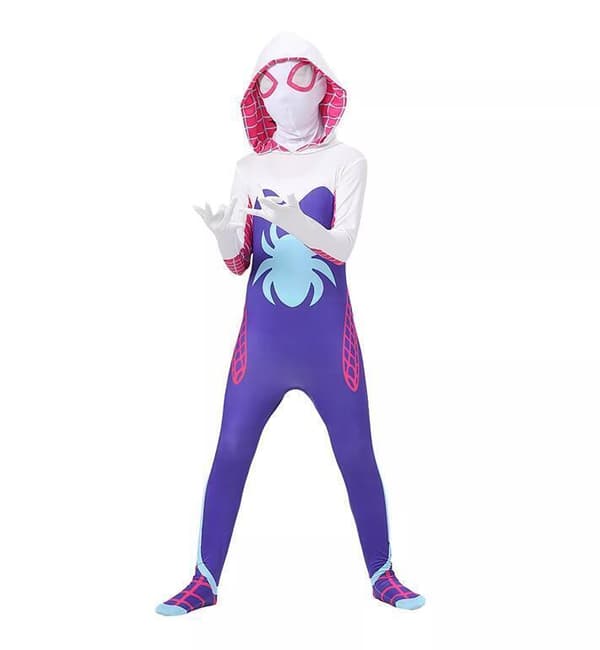 Ghost Spider Gwen Cosplay Kostume | Lilla Jumpsuit til Piger-FA-