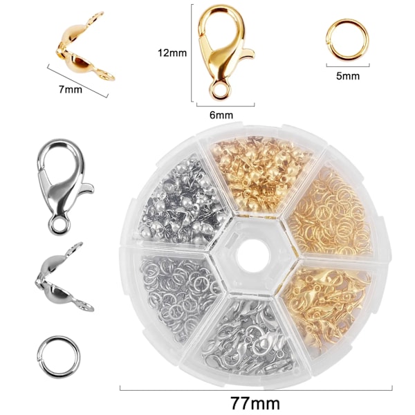 500 st/ask Smyckestillverkningssatser Hummerlås Öppna Hoppringar Ändklämmor Pärlor Ask Set Handgjorda Armband Halsband Tillbehör