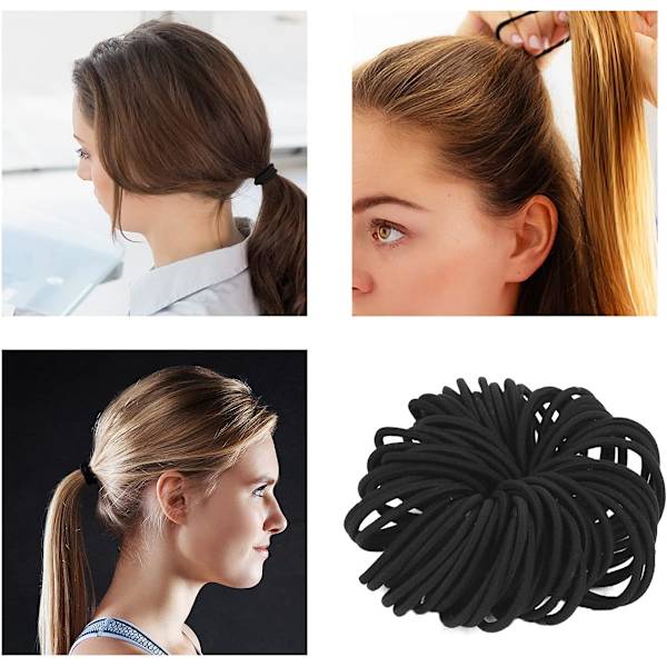 100 stk. 2 mm tykke elastiske hårbånd til hestehaleholdere