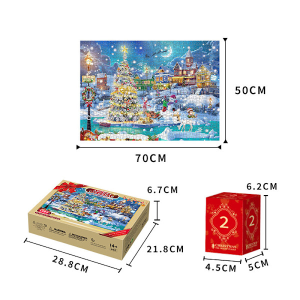 Adventskalender 2023 pussel, 1008 pusselbitar 24 dagars julnedräkning adventskalendrar, julklappsidé för barn V Christmas puzzle blind box
