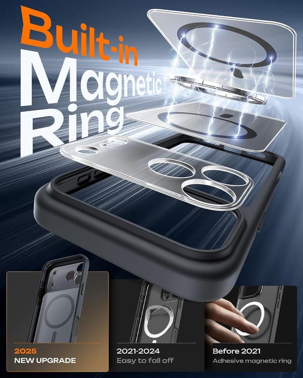 iPhone 17 Pro Max-deksel med full kamerabeskyttelse og magnetisk ring-FA-