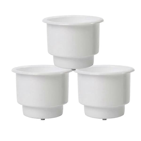 3 st Infällda Nedfällbara Mugghållare i Plast med Dränering för Båt Bil Marin Husbil (Vit)-FA- white