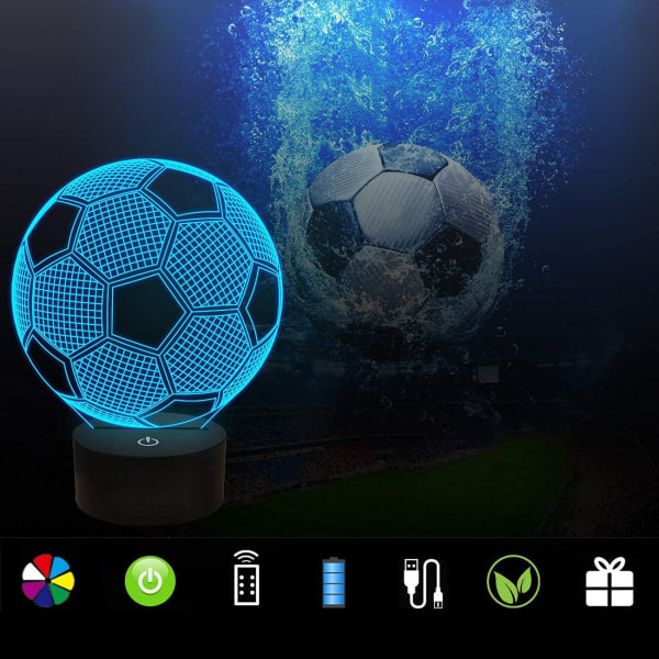 TKids nattlampa fotboll 3D optisk illusion lampa