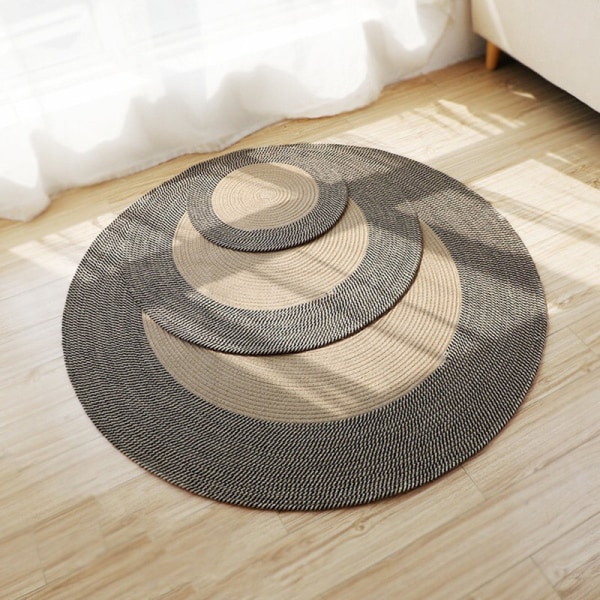 Jute teppe, rund, naturfiber av jute 100cm