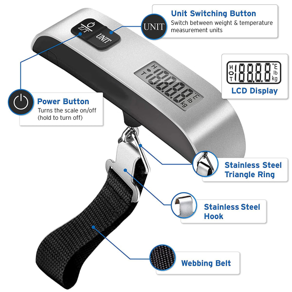 Digital bagagevægt, bærbar vægt, bærbar håndbagage