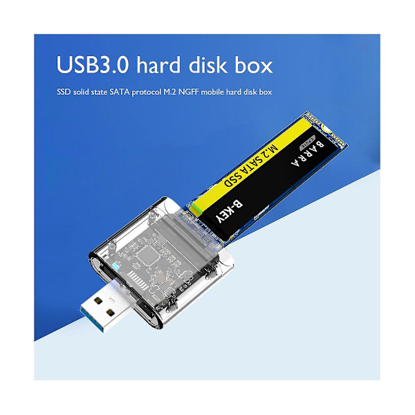 M2 SSD-hölje M.2 till USB 3.0 5gbps Hög Hastighet SSD-hölje för SATA M.2 NGFF SSD 2242 2260 2280mm Ca