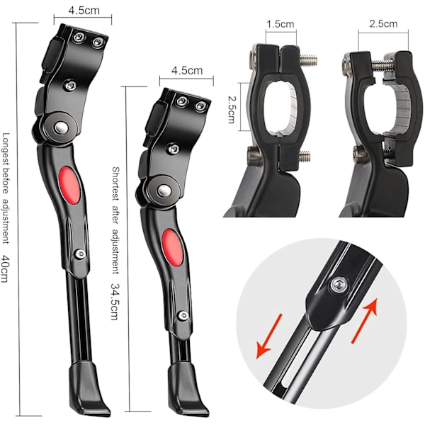 Justerbart cykelstöd sidostöd universell aluminiumlegering cykelram