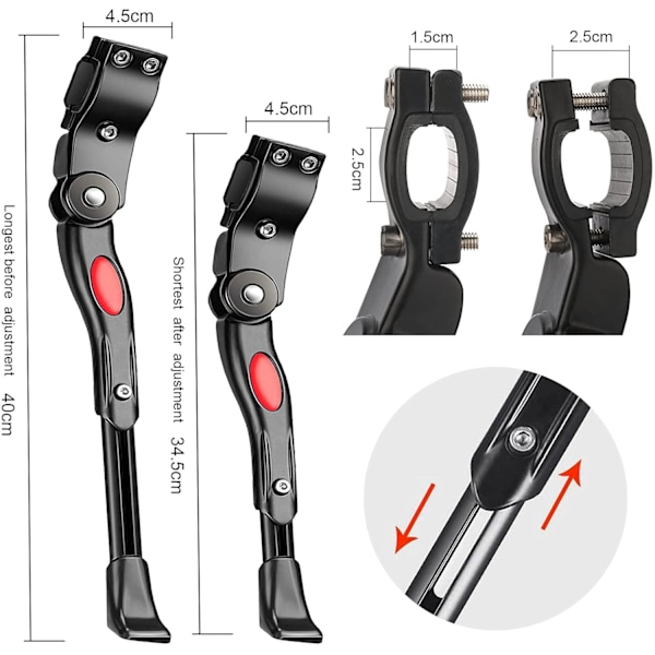 Justerbart sykkelstøtte sidefot universal aluminiumslegering sykkelramme