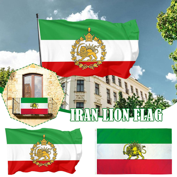 Persisk Iran Løve 90*150cm ærmeflag Persiske Iranske Flag Sha A One-size