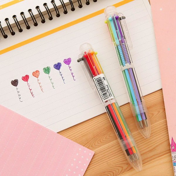 6 fargerike kulepenner for barnebursdagsgave