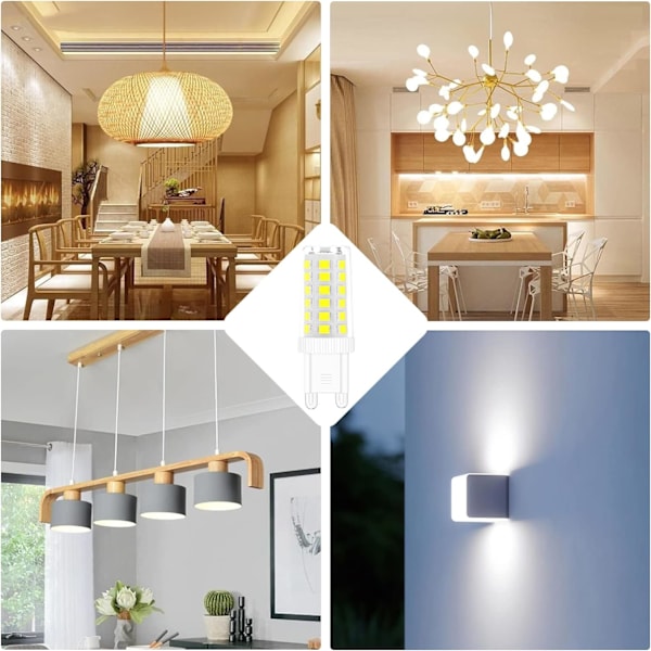 G9 LED-lamput, 5W vastaa 40W halogeenivaloa, valkoinen 6000K, 6-pakkaus