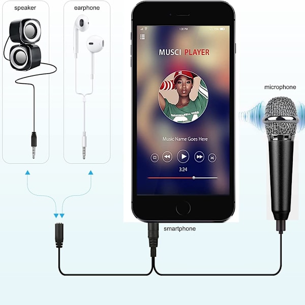 Mini bærbar sang/instrumentmikrofon til mobiltelefon
