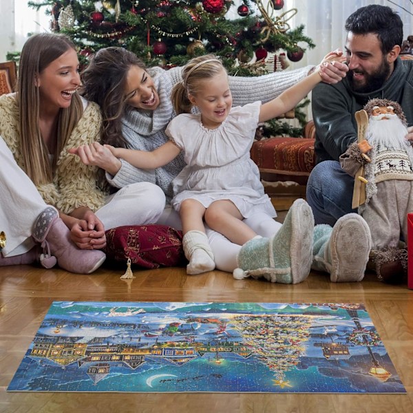Becko US Pussel 1000 Bitar för Vuxna och Barn, Träpussel 1000 Bitar, Jul och Semester (Snöscen)