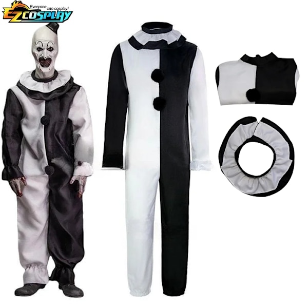 Art The Clown Cosplay Film Terrifier 2 Art The Clown Cosplay Kostyme Jumpsuit Maske Halloween Kostymer Maske for Menn Kvinner Kostyme og Maske A XL Costume and mask A