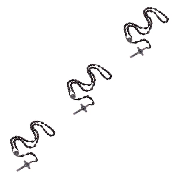 1/2/3/5 Træperler med korsvedhæng til mænd og kvinder 3Set