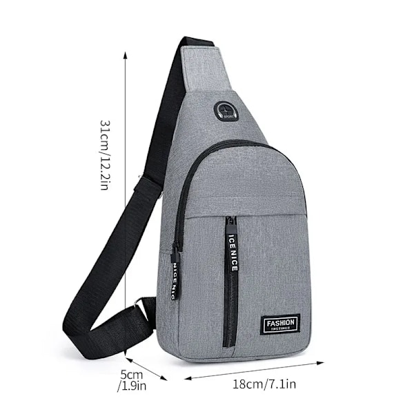 Brystholder Mode Ny Enfarvet Brystholder til Mænd Udendørs Casual Fashion One Shoulder Crossbody-taske grey