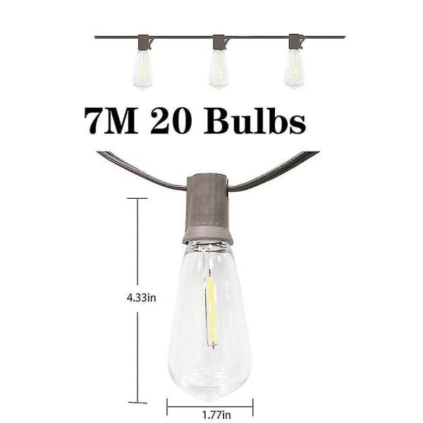 7m Patio Solcellslingor med 20 lampor gratis frakt