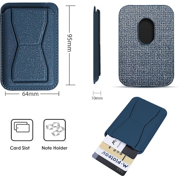 MagSafe-kortholder, skinntelefonlommebok med magnetisk stativ fingergrep for iPhone 15/14/13/12-serien Dark Blue