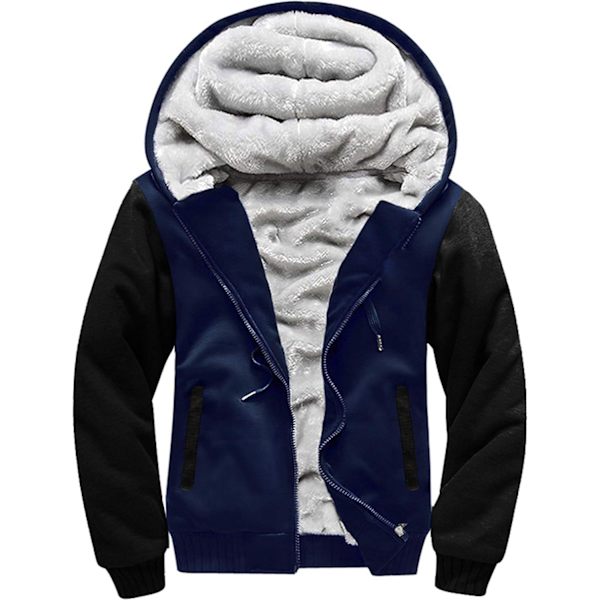 Herre Trøje Termisk Sherpa Foret Jumper Jakker Vinter Træning Fleece Hoodie Full Zip Uld Varmt Tyk Frakke Yderbeklædning 02navyblack 02navyblack XL