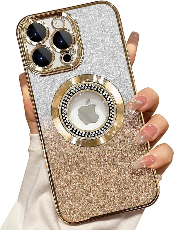 Misscase for iPhone 16pro Magnetic Glitter Case Compatible with MagSafe, Full Protection Slim Shockproof Anti-Scratch Case with Camera Gold-FA-