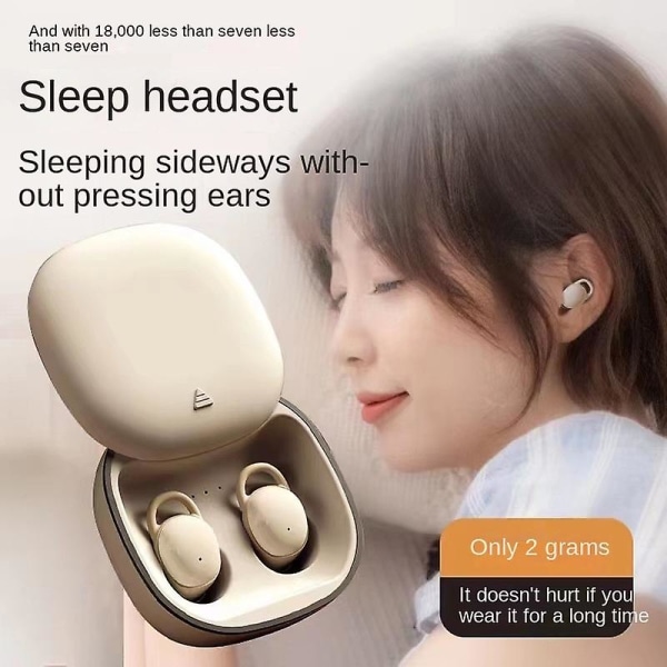 Näkymätön uni kuulokkeet Pienin Kevyin Pieni melunvaimennus korvatulpat nukkumiseen Hiljainen mukava Mini Sleepbuds Langaton Bluetooth 5.2 Piilotettu kuulokkeet Beige