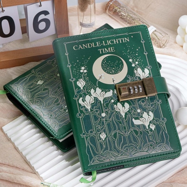 Låsbart Dagbok, Blom- och Fjärilsjournal, Påfyllningsbar PU-Läderdagbok med Lås och Nyckel för Kvinnor och Flickor, B6 Hemlig Personlig