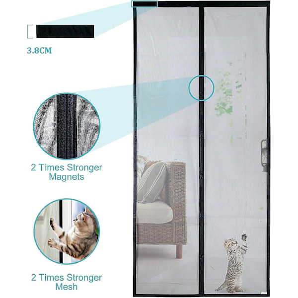 Magnetisk sort dør myggenet (80x210)