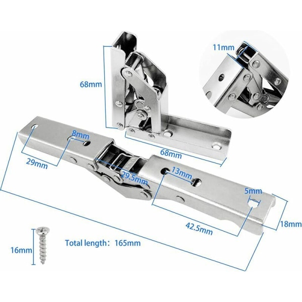 4 skjulte hengsler 90 graders sammenleggbare hyllebeslag 180 graders full eller halv overlay