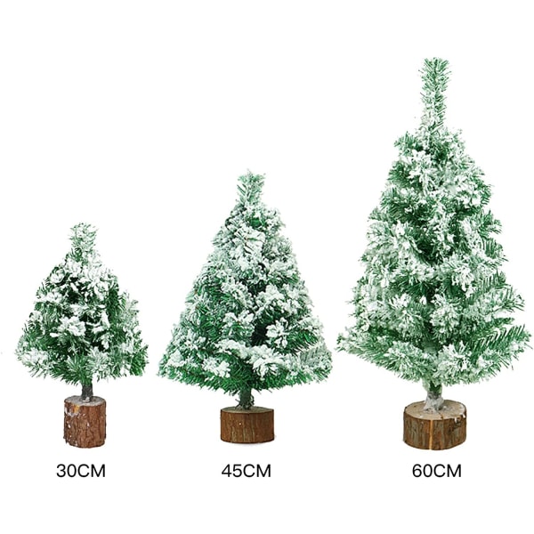 Snøfylt Kunstig Juletre med Trebase, Liten