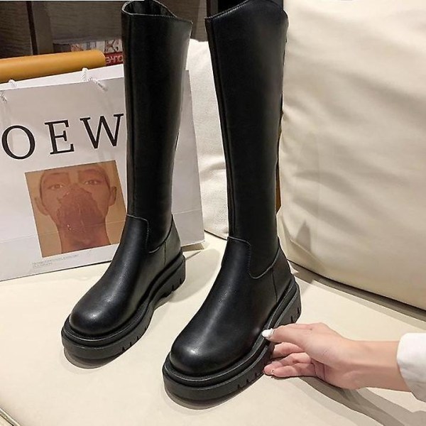 Chunky Heels Dans, knähöga vinterstövlar i midcalf 39